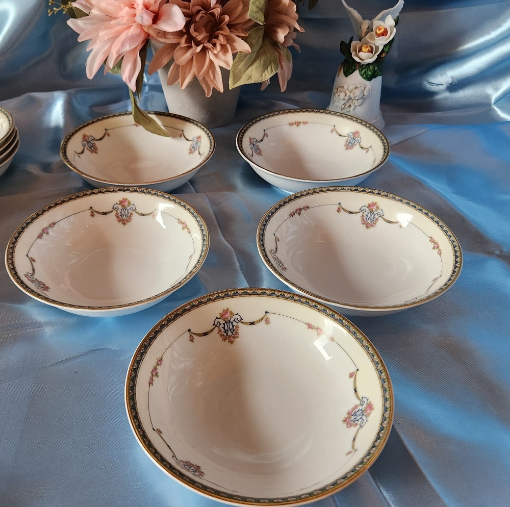 Beautiful Rare Antique Noritake LAUREATE Cereal or All Purpose Bowls Set Of 5